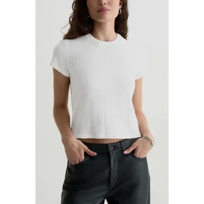 AG AG Sadie Crewneck Top in Powder — Women Winter white Tops