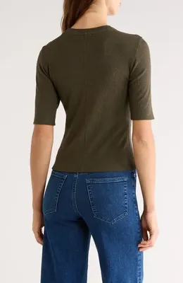 FRAME FRAME The Heather Stretch Modal Rib Top in Rich Military Heather — Women Autumn grey Tops