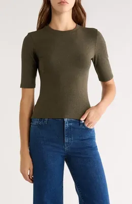 FRAME FRAME The Heather Stretch Modal Rib Top in Rich Military Heather — Women Autumn grey Tops