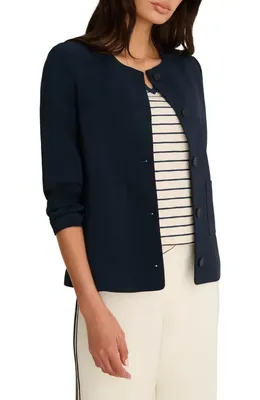 NIC+ZOE NIC+ZOE Collarless Jacket in Dark Indigo — Women Winter Outerwear