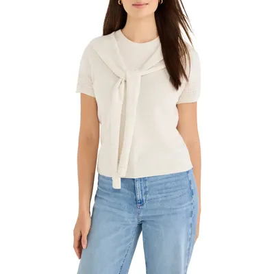 NIC+ZOE NIC+ZOE Piazza Layered Look Sweater in Coconut — Women Spring white Tops