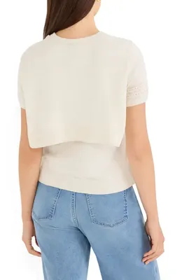 NIC+ZOE NIC+ZOE Piazza Layered Look Sweater in Coconut — Women Spring white Tops