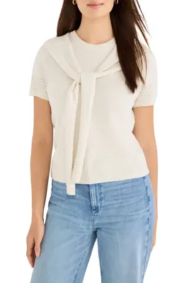 NIC+ZOE NIC+ZOE Piazza Layered Look Sweater in Coconut — Women Spring white Tops