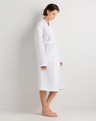 Quince Quince | Organic Turkish Waffle Robe in White — Unisex Winter white Robes