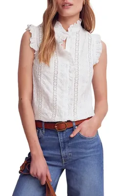 Boden Boden Isabel Sleeveless Cotton Broderie Top in White — Women Spring white Tops