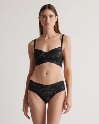 Quince Quince | Women's Stretch Lace Sweetheart Bralette in Black/Clay — Women Winter black Bras