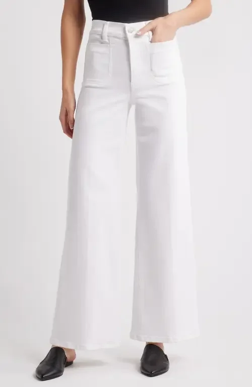 FRAME FRAME Le Slim Palazzo Patch Pocket High Waist Wide Leg Jeans in White — Women Winter white Pants