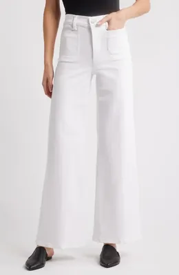 FRAME FRAME Le Slim Palazzo Patch Pocket High Waist Wide Leg Jeans in White — Women Winter white Pants