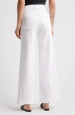 FRAME FRAME Le Slim Palazzo Patch Pocket High Waist Wide Leg Jeans in White — Women Winter white Pants