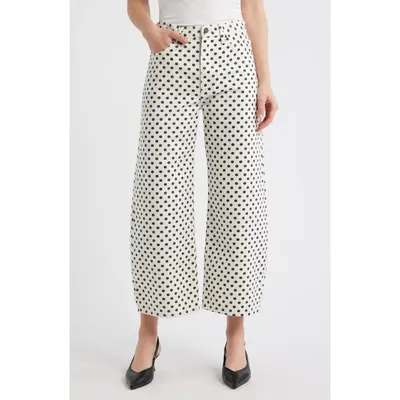 FRAME FRAME The Bow Crop Jeans in White Polka Dot — Women Winter white Pants
