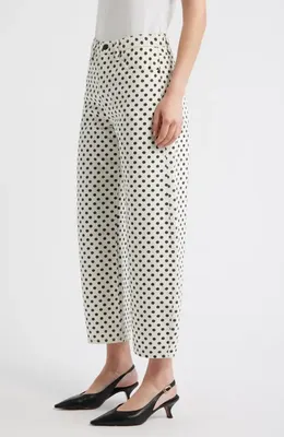 FRAME FRAME The Bow Crop Jeans in White Polka Dot — Women Winter white Jeans & Denim