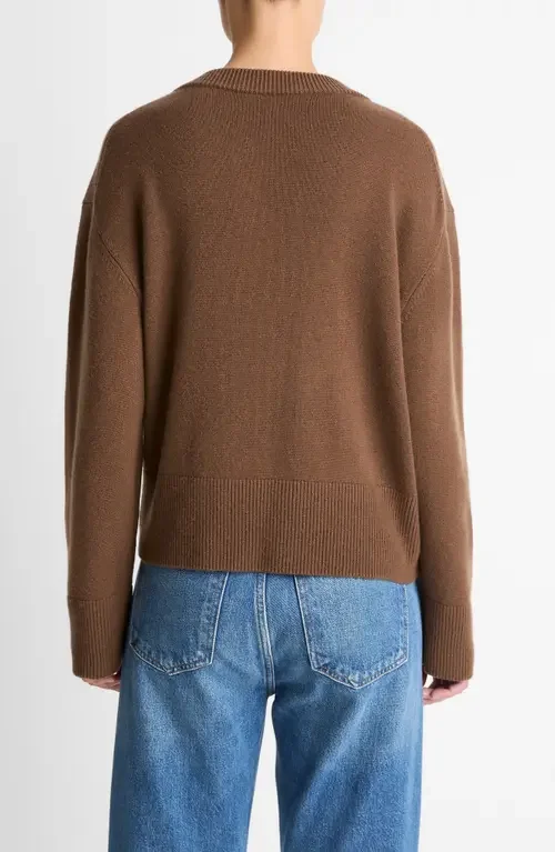 Vince Vince Wool & Cashmere V-Neck Sweater in Hazelnut — Women Autumn camel Sweaters & Knits