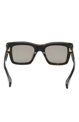 rag & bone rag & bone 50mm Square Sunglasses in Shiny Milky Tort/Green Lenses — Unisex Winter black Accessories