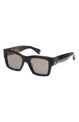 rag & bone rag & bone 50mm Square Sunglasses in Shiny Milky Tort/Green Lenses — Unisex Winter black Accessories