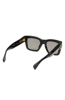 rag & bone rag & bone 50mm Square Sunglasses in Shiny Milky Tort/Green Lenses — Unisex Winter black Accessories