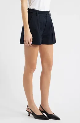 FRAME FRAME The Soho Belted Cotton Shorts in Navy — Women Winter navy Shorts