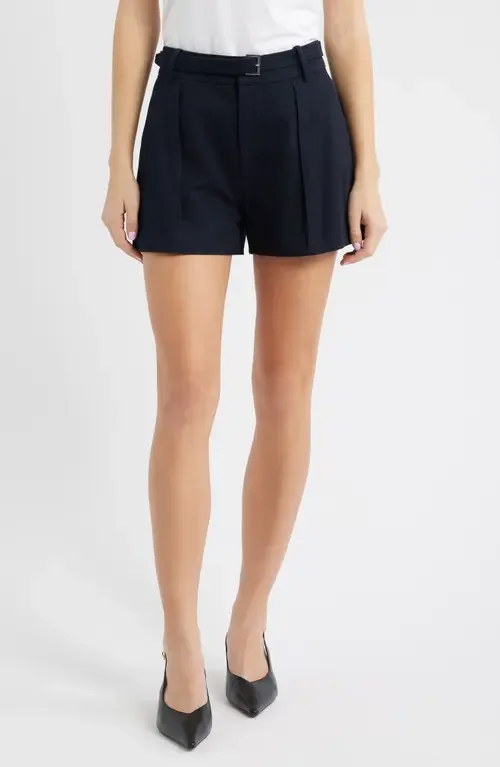 FRAME FRAME The Soho Belted Cotton Shorts in Navy — Women Winter navy Shorts