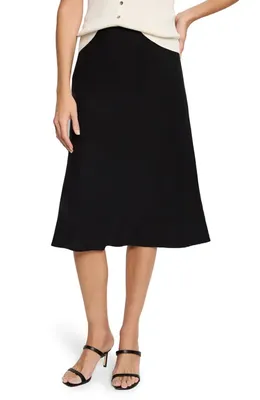 NIC+ZOE NIC+ZOE Rumba Organic Linen Blend A-Line Skirt in Black Onyx — Women Winter Skirts