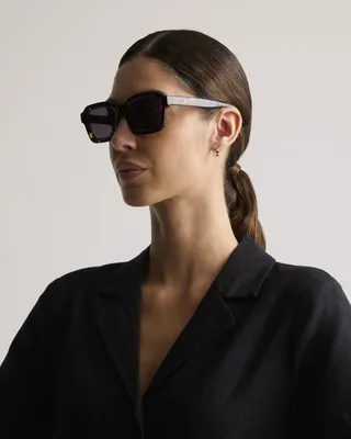 Quince Quince | Ibiza Polarized Acetate Sunglasses in Amethyst Tortoise with Grey lens — Unisex Winter black Sunglasses