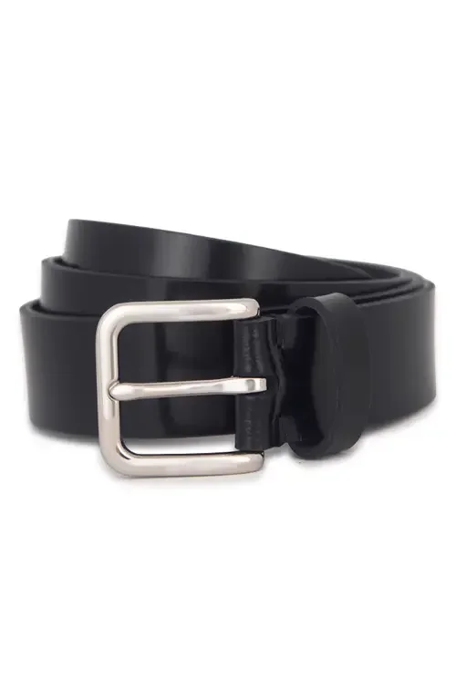 Vince Vince Leather Belt in Black/Palladium — Men Winter black Accessories