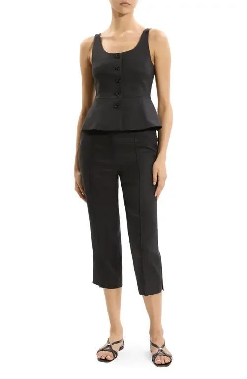 Theory Theory Linen Blend Vest in Black — Women Winter black Vests
