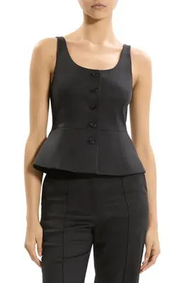 Theory Theory Linen Blend Vest in Black — Women Winter black Vests