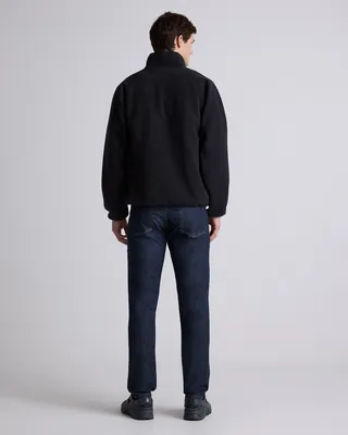 Quince Quince | Men's Polar Fleece Snap Pullover in Bold Black — Men Winter black Fleece Jackets