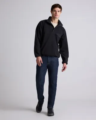 Quince Quince | Men's Polar Fleece Snap Pullover in Bold Black — Men Winter black Fleece Jackets