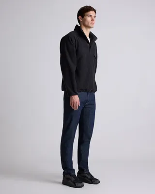 Quince Quince | Men's Polar Fleece Snap Pullover in Bold Black — Men Winter black Fleece Jackets