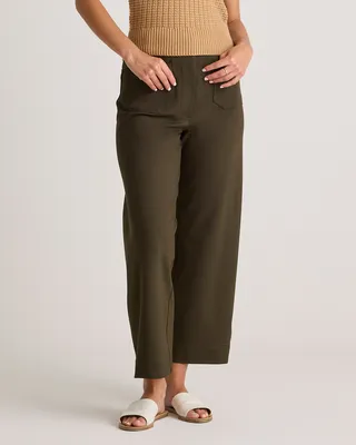 Quince Quince | Women's Ultra-Stretch Ponte Cropped Wide Leg Pants in Olive — Women Autumn green Trousers & Chinos