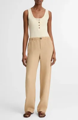 Vince Vince Henley Rib Tank in Sun Ivory — Women Spring white Tank Tops & Camis
