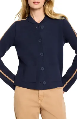 NIC+ZOE NIC+ZOE Dashing Dusk Cotton Blend Cardigan in Dark Indigo — Women Winter navy Tops