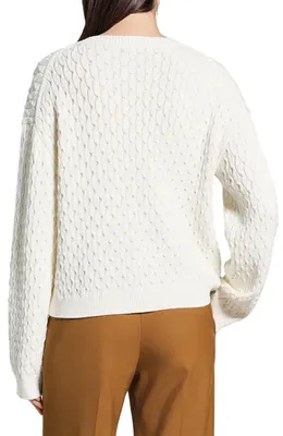 Theory Theory Textured Organic Cotton Cardigan in Ivory — Women Spring white Sweaters & Knits