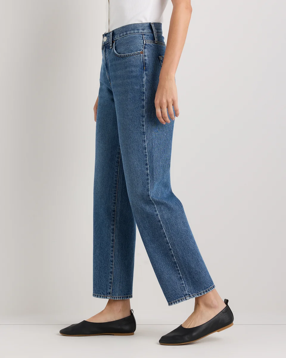 Quince Quince | Women's Bella Rigid Straight Jeans in Horizon Blue — Women Winter navy Jeans & Denim