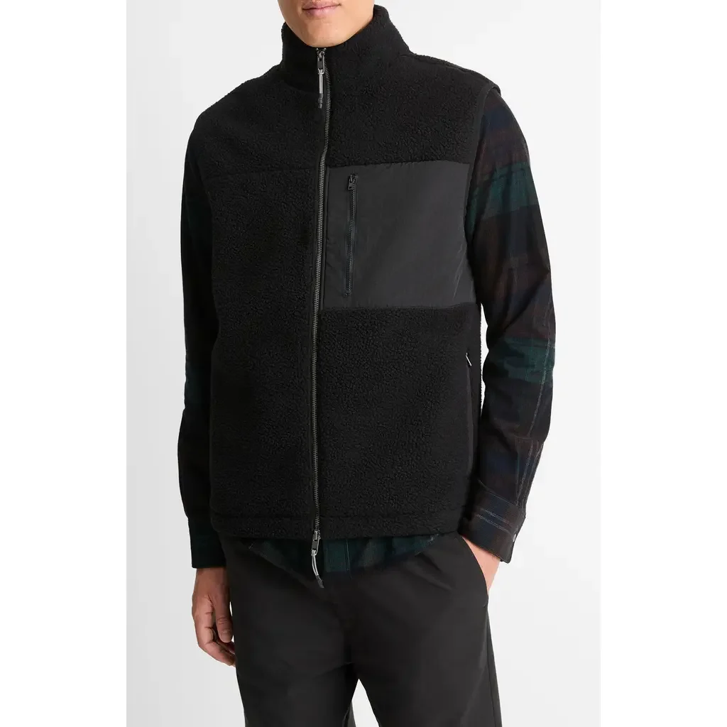 Vince Vince Fleece Vest in Black — Men Winter black Outerwear