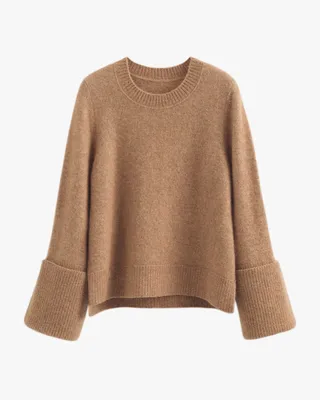 Cuyana Alpaca Wool Rolled Cuff Sweater - Camel / in camel — Autumn camel Sweaters & Knits
