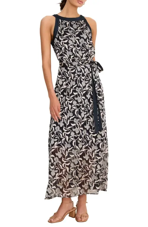 NIC+ZOE NIC+ZOE Becca Floral Burnout Dress in Indigo Multi — Women Winter black Dresses