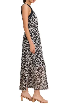 NIC+ZOE NIC+ZOE Becca Floral Burnout Dress in Indigo Multi — Women Winter black Dresses