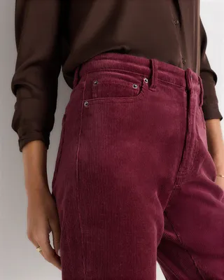 Quince Quince | Women's Organic Stretch Corduroy Straight Leg Pants in Barolo Burgundy — Women Autumn burgundy Trousers & Chinos