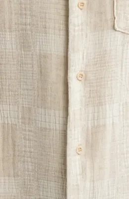 AG AG Foster Cotton Blend Camp Shirt in Natural Multi — Men Spring ivory Tops