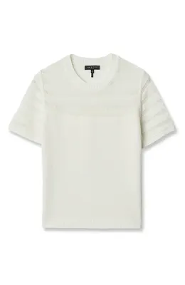 rag & bone rag & bone Britt Openwork Crewneck Sweater in White — Women Winter white Tops