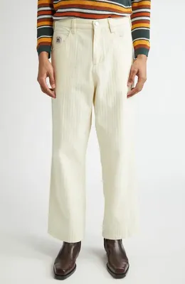 Bode Bode Greenskeeper Knolly Brook Cotton Trousers in Ivory — Men Spring white Pants