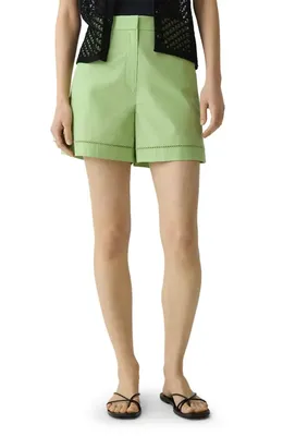 Theory Theory Lattice Inset Stretch Cotton Shorts in Meadow — Women Spring khaki Shorts