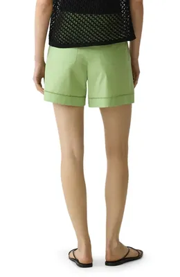 Theory Theory Lattice Inset Stretch Cotton Shorts in Meadow — Women Spring khaki Shorts