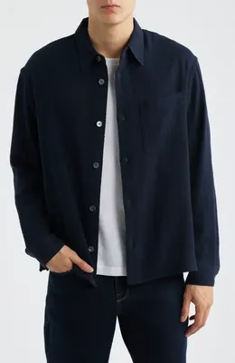 FRAME FRAME Open Weave Cotton Blend Button-Up Shirt in Dark Navy — Men Winter navy Tops