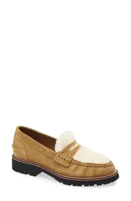 rag & bone rag & bone Corey Genuine Shearling Penny Loafer in Csdsh — Women Autumn gold Shoes