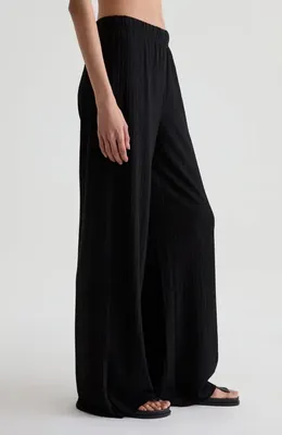 AG AG Koda Crinkle Wide Leg Pants in Super Black — Women Winter black Pants