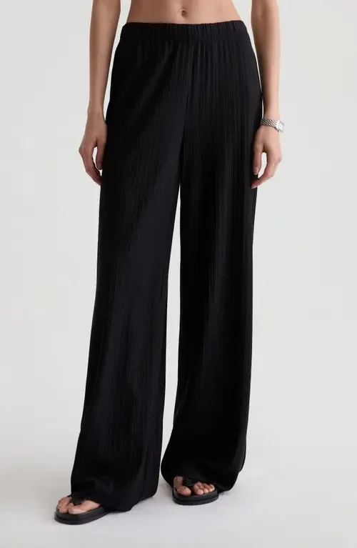 AG AG Koda Crinkle Wide Leg Pants in Super Black — Women Winter black Pants