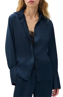 rag & bone rag & bone Button Front Camisole Blouse in Sal — Women Winter navy Blouses