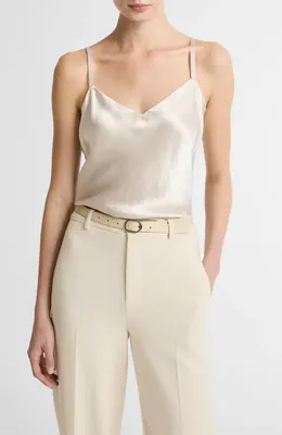 Vince Vince Crinkle Satin Camisole in Champagne — Women Spring ivory Tops